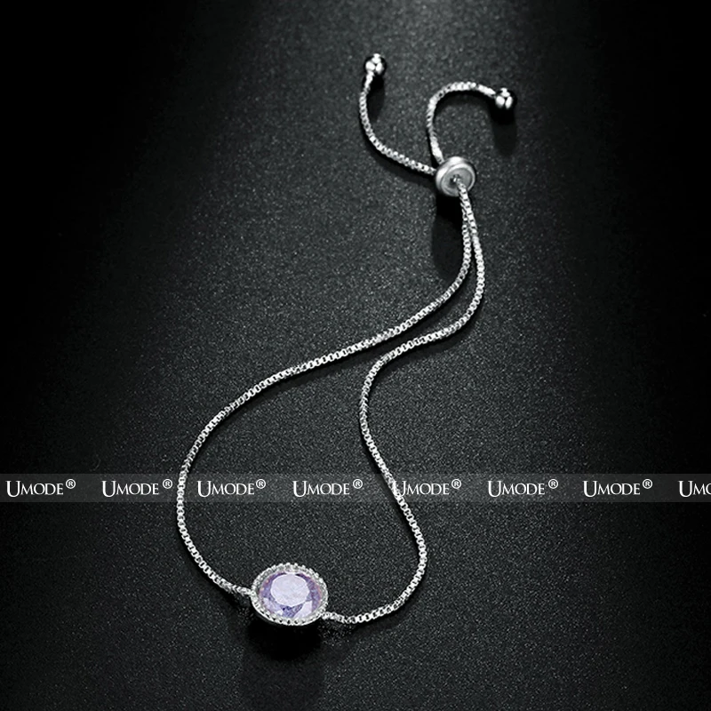 Umode редкий 7 мм лаванда мороженое CZ алмазов из белого золота позолоченные пасьянс