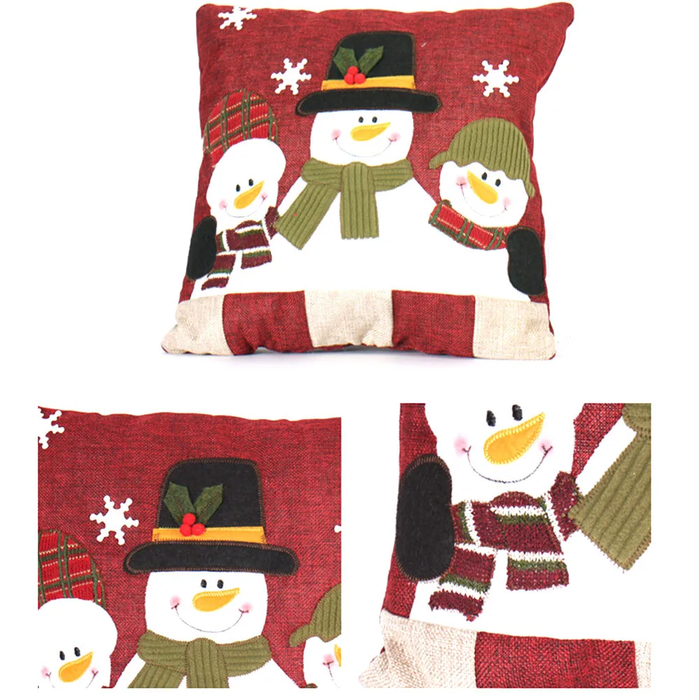 High Quality Cotton Line Pillow Case Christmas Snowman Printing Dyeing Bed Home Cover Pillowscases | Дом и сад