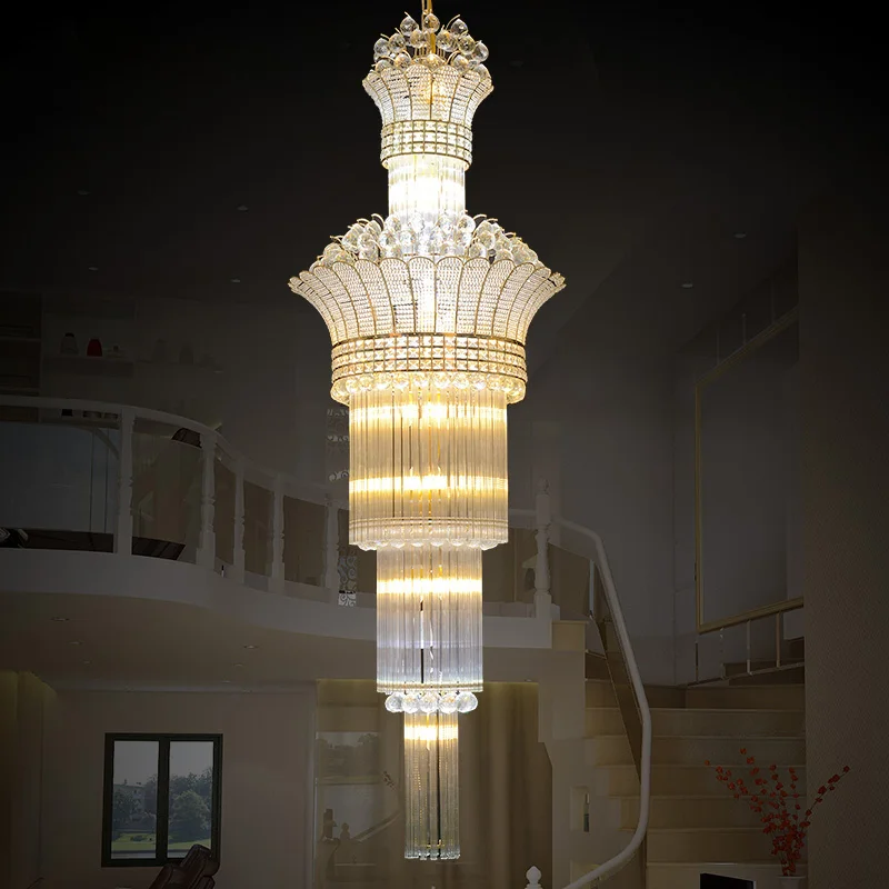 Современная Минималистичная Золотая подвесная люстра S длинная ажурная лестница