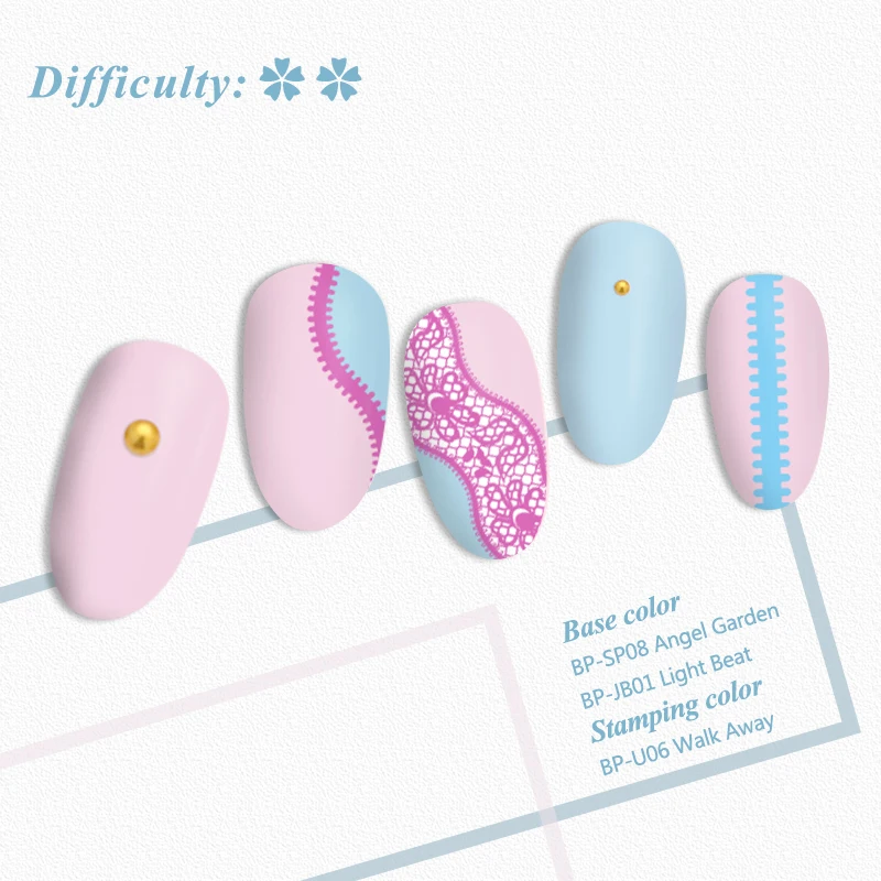 Серия BORN PRETTY прямоугольная пластина для стемпинга узор из цветочной нити черный