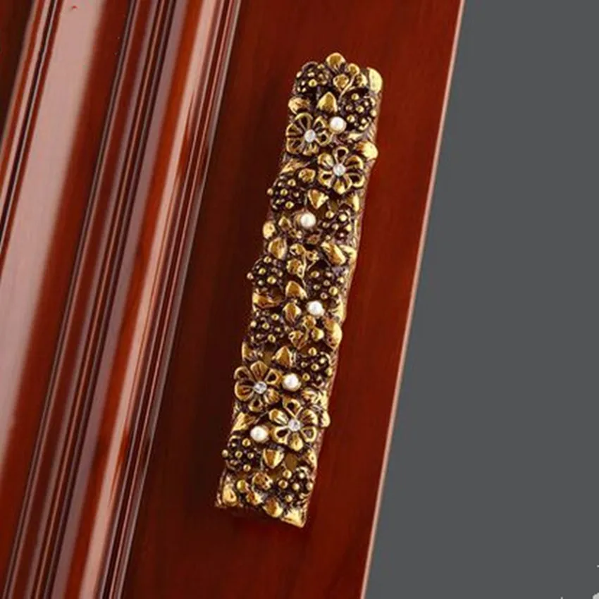 128 мм Европейская мода Роскошная бронзовая Золотая Мебельная ручка Стразы peal wine