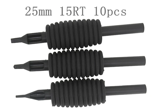 

10PCS Sterile Disposable Black Tattoo Tube With 3/4" 25mm 15RT Grips For Machine Kit Set Supply