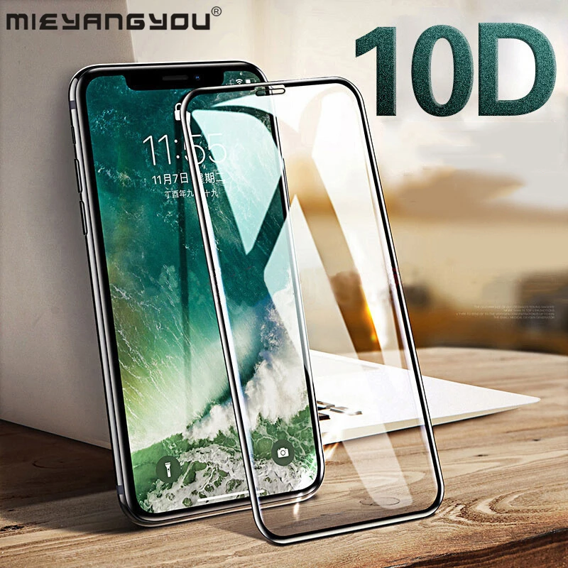 10D Защитное стекло для iPhone 7 8 Xs Max защита экрана полное покрытие закаленное 6 6s Plus Xr
