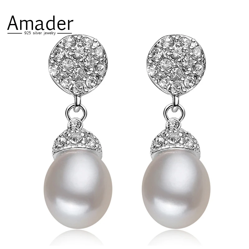2017 популярные классические Мода 925 стерлингового серебра жемчуг Висячие серьги