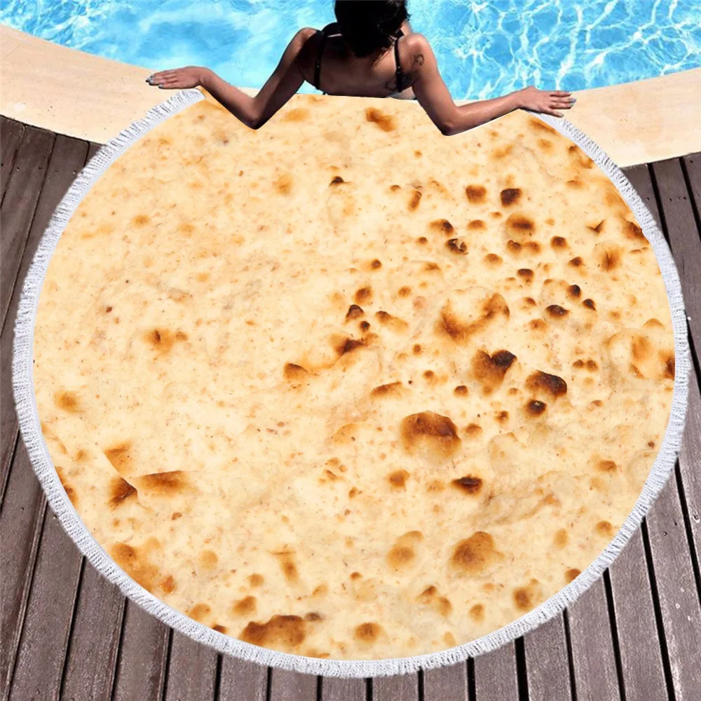 Пляжные полотенца с круглым рисунком блинов комфортные пищевые творения Burrito