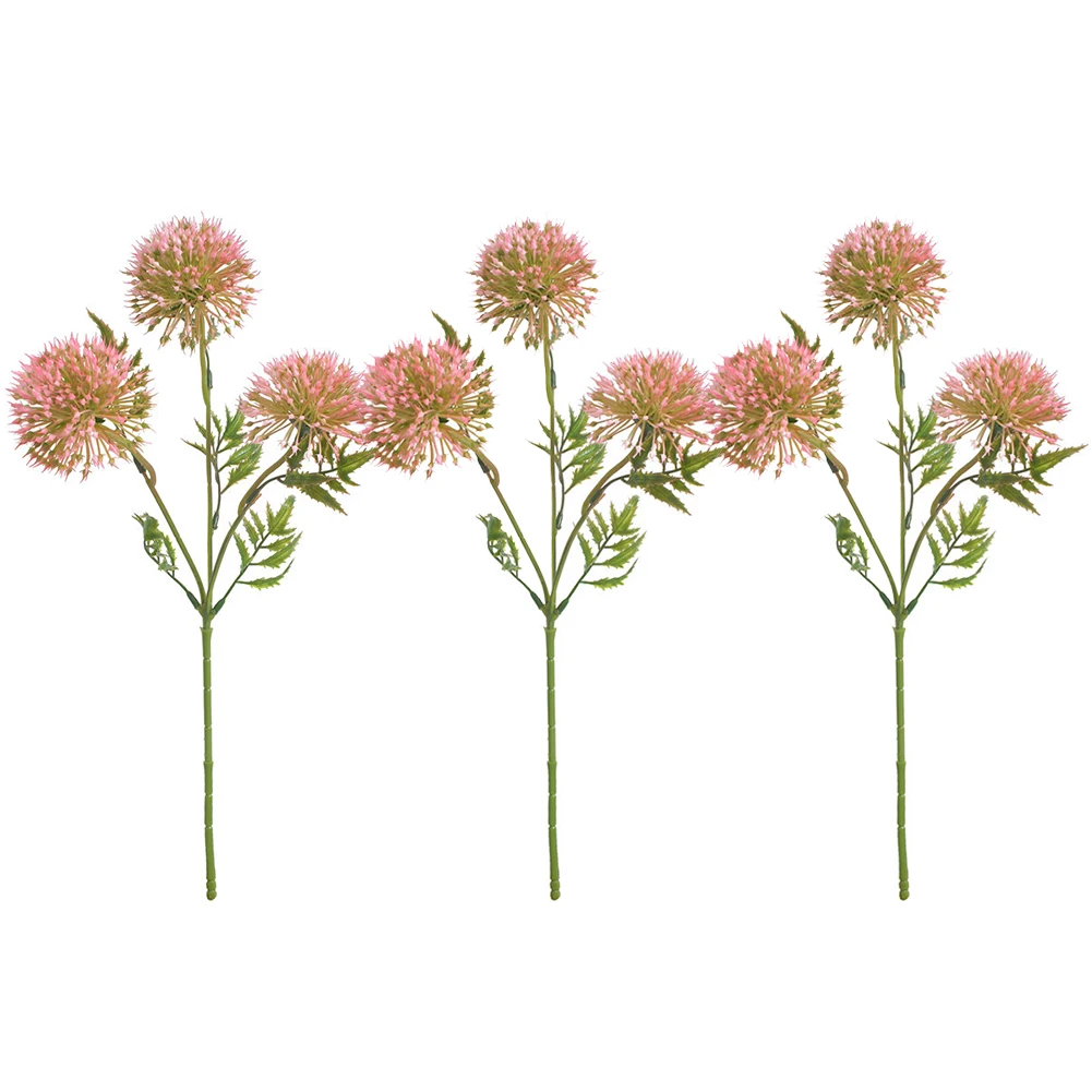 Pink 3 шт./компл. имитация зеленого растения, искусственные, принт в виде одуванчиков, букет цветов для дома и сада декоративные искусственные цветы для Свадебная вечеринка поставки - Цвет: Pink