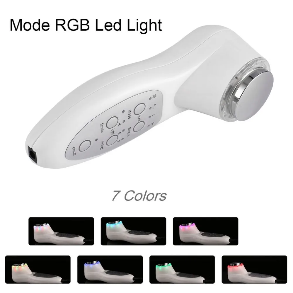 Новый 7 цветов режим RGB Led свет Ультразвуковой косметический инструмент