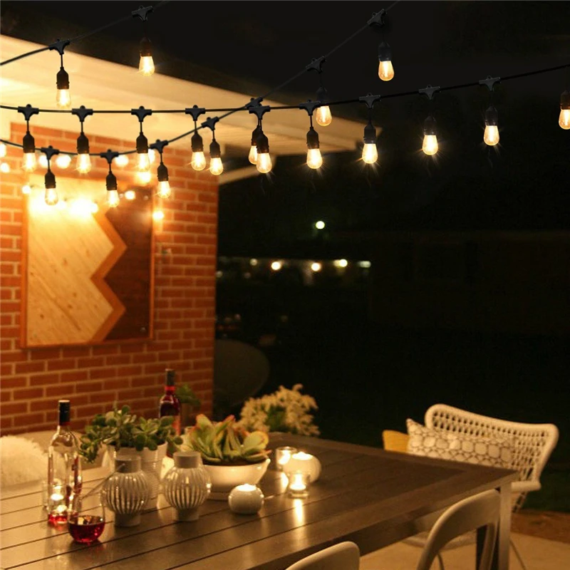 Free shipping Vintage cafe Edison string light Weatherproof Commercial Quality for Festive party-48ft include the install tool | Лампы и