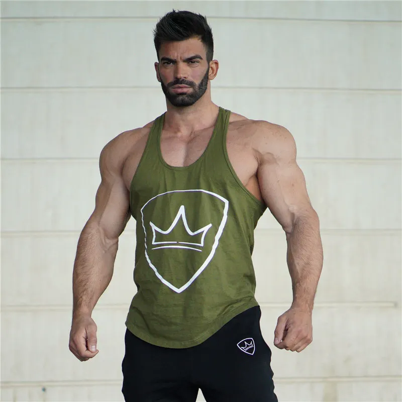 Army green HETUAF мужская майка для бодибилдинга, майка для тренажерного зала, майка без рукавов, новинка, мужская хлопковая одежда, модная майка, майка, майка - Цвет: Army green
