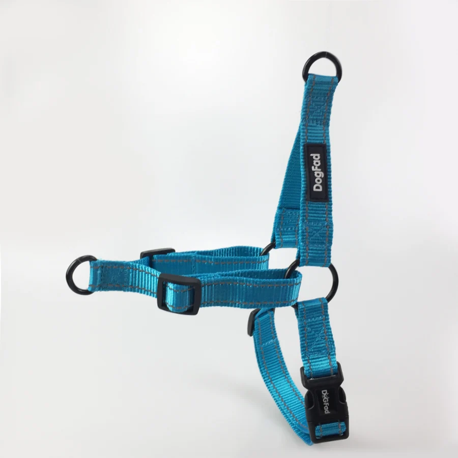 Blue harness Легкоходный поводок для собак, Нейлоновый Регулируемый поводок для собак, для маленьких, средних, больших, два поводка, крепления, тренировочный поводок для бега - Цвет: Blue harness