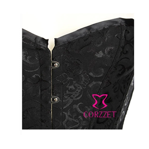 Высокое качество жаккард сатин Готический сексуальный черный пуш ап корсеты и