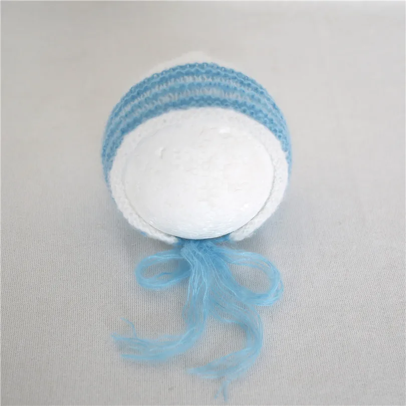 Soft Baby Boy Bonnet Newborn Photography Props Crochet Elft Hat Blue Beanie Infant Cap Photo Shower Gift | Детская одежда и обувь