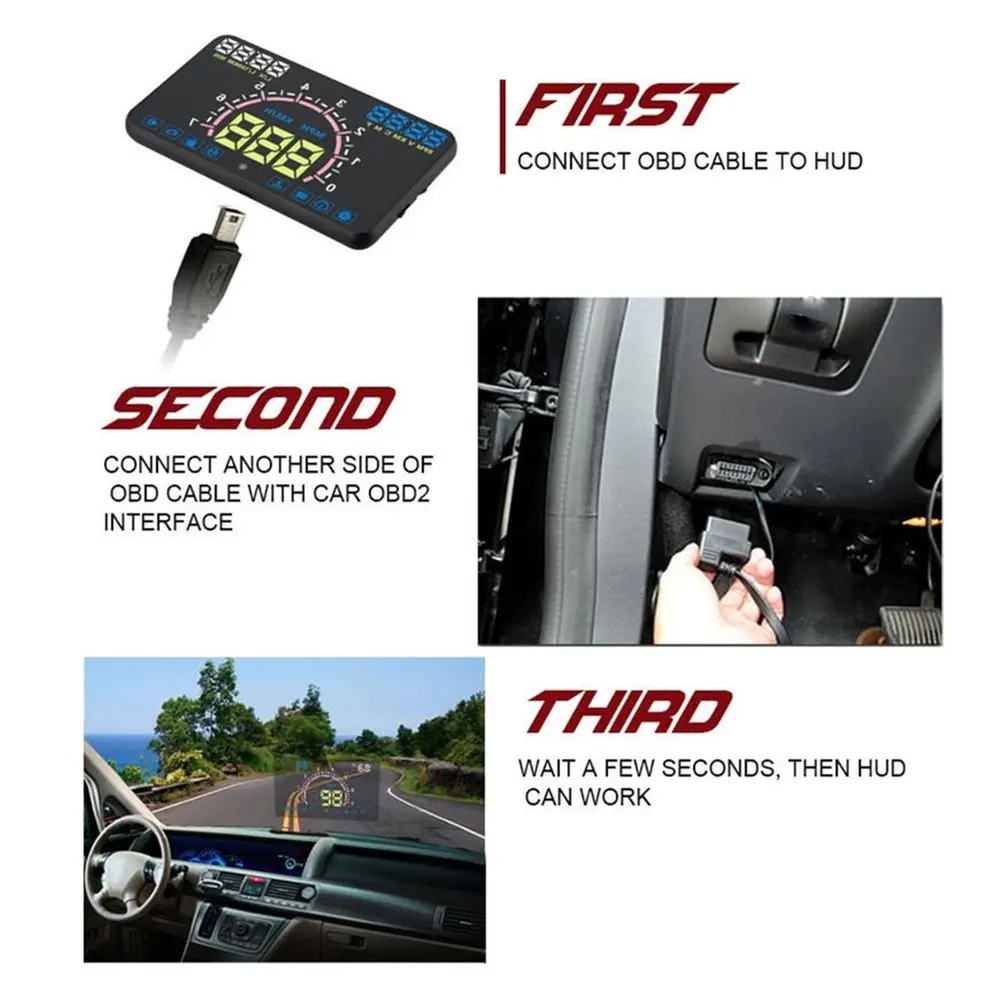 5,8-дюймовый OBD II универсальный Hud Дисплей лобовое стекло проектор Hud проектор OBD2 EUOBD вождение автомобиля Скорость метр