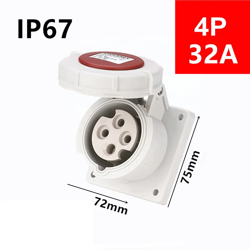32A IP67 водонепроницаемая электрическая промышленная розетка 3P 4P 5P мужской/женский Промышленный разъем - Цвет: Коричневый