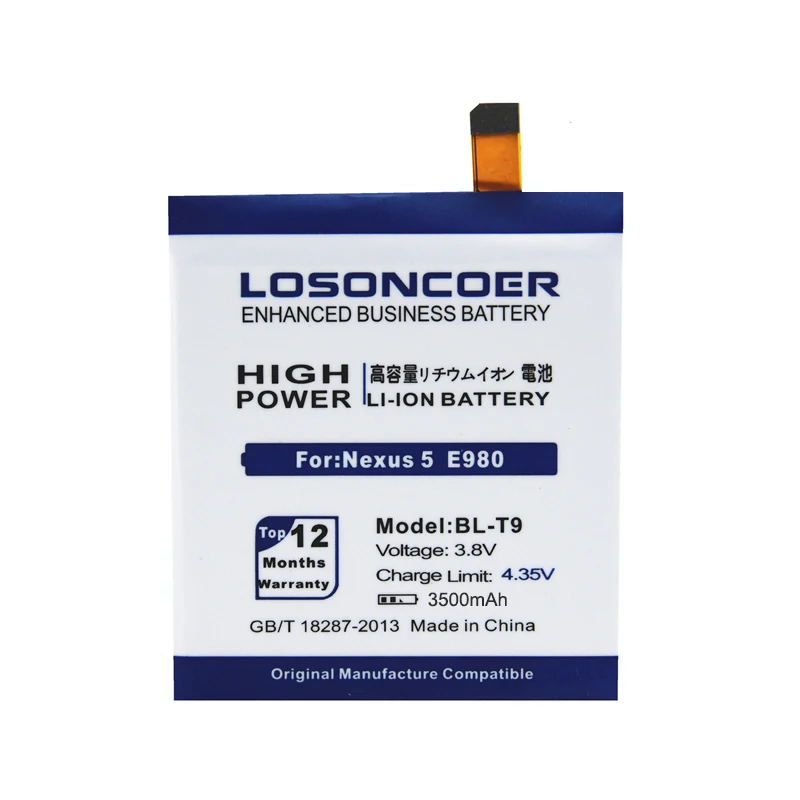 LOSONCOER 3500 мАч BL-T9 батарея для LG Nexus 5 батарея E980 Google Nexus G D820 D821 Nexus5 Megalodon D8 Google Nexus 5 батарея