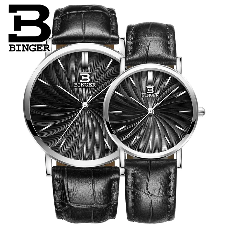 Couple L-BB Швейцария BINGER мужские часы люксовый бренд Кварцевые Полный нержавеющая сталь ультратонкие наручные часы водостойкий B3051G-3 - Цвет: Couple L-BB