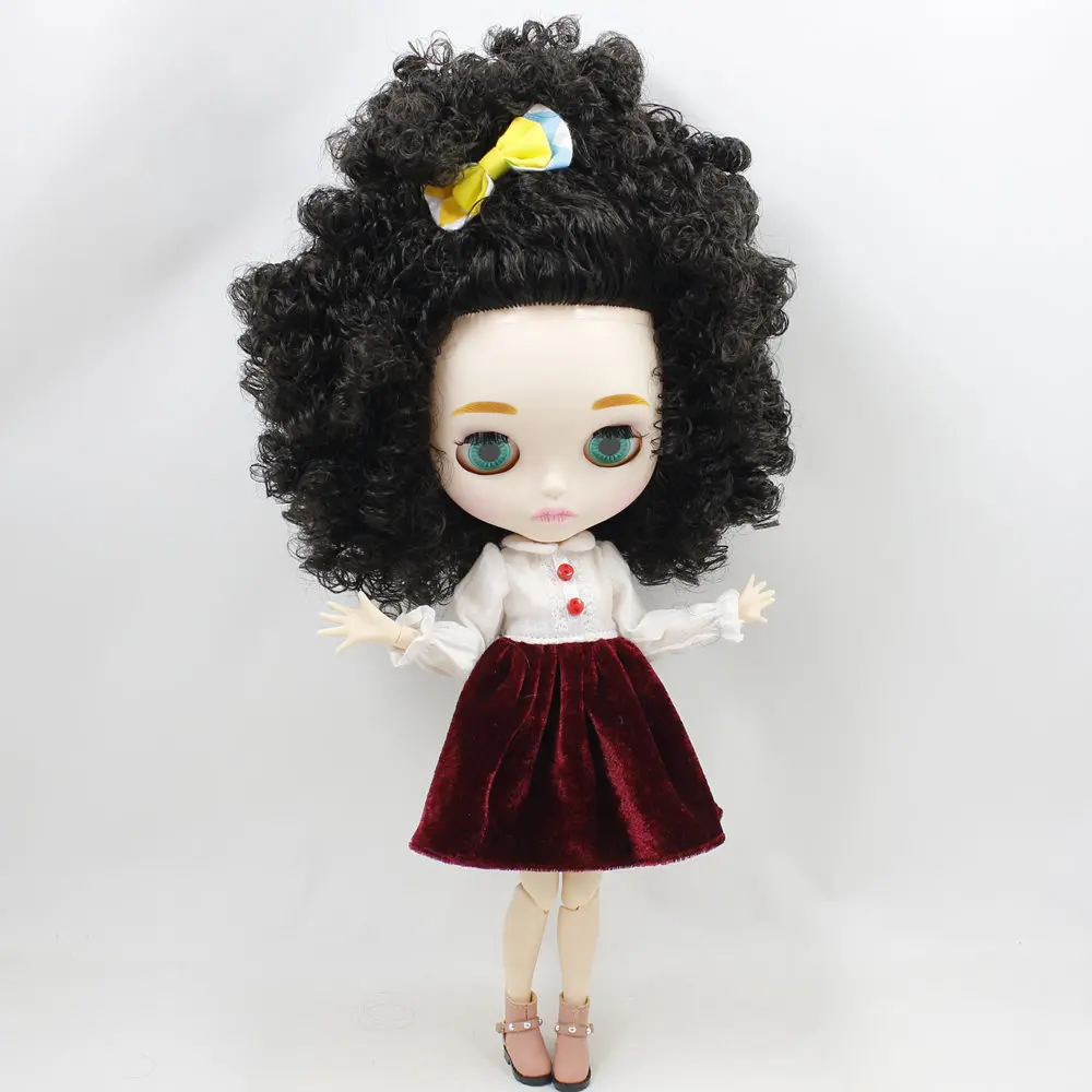 ICY Nude Blyth кукла для серии No. BL9103 черные афро волосы резные губы матовое лицо шарнир тело 1/6bjd