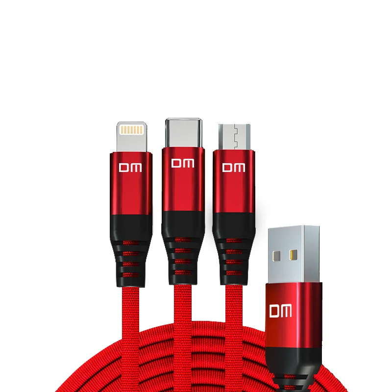 DM 3 в 1 USB кабель для Мобильный телефон Micro Type C зарядный iPhone зарядное устройство
