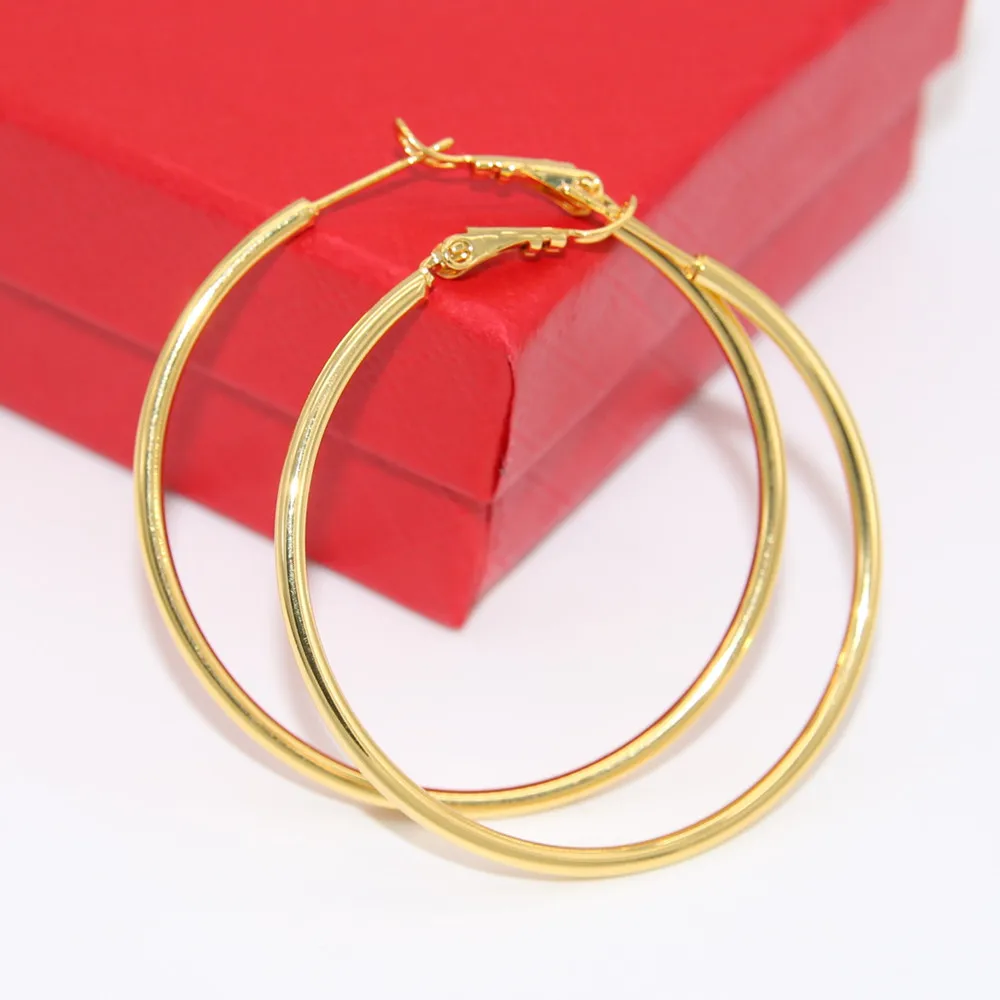 

Personality Hyperbole Gold Filled Minimalist Smooth Circle Hoop Earrings For Women Mother's Gift