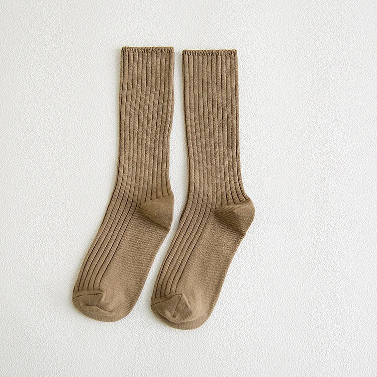 Khaki Jeseca, новинка, модные женские чулки, хлопковые Плотные чулки на осень и зиму, свободный размер, длина ниже колена, для девушек, школьников, длинные носки - Color: Khaki