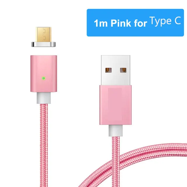 Pink Type C Cable RGLM магнитное зарядное устройство Micro USB кабель для Xiaomi huawei Android мобильный телефон Быстрая зарядка магнит Microusb кабель для передачи данных провод - Цвет: Pink Type C Cable