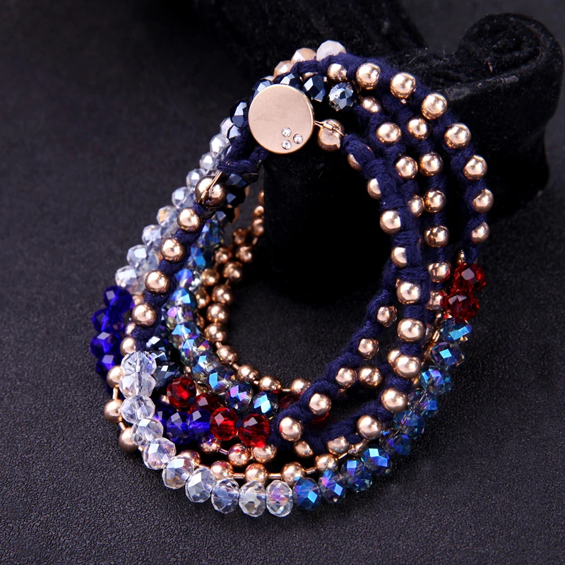 

Bohemian Colorful Glass Beads Bangle For Women Multilayer Long Winding Bracelets Charm Party Jewelry