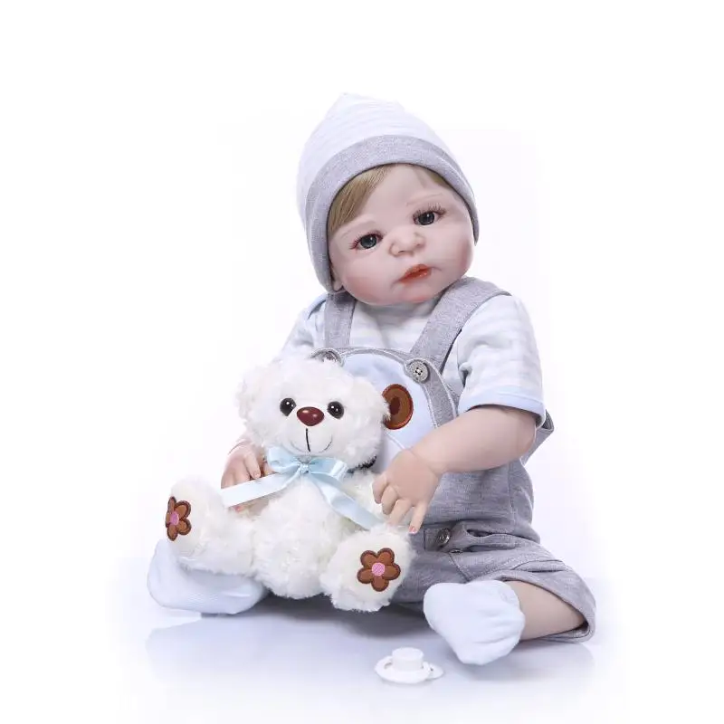 NPK bebe reborn menino Этническая кукла 55 см полностью силиконовая виниловая модель куклы
