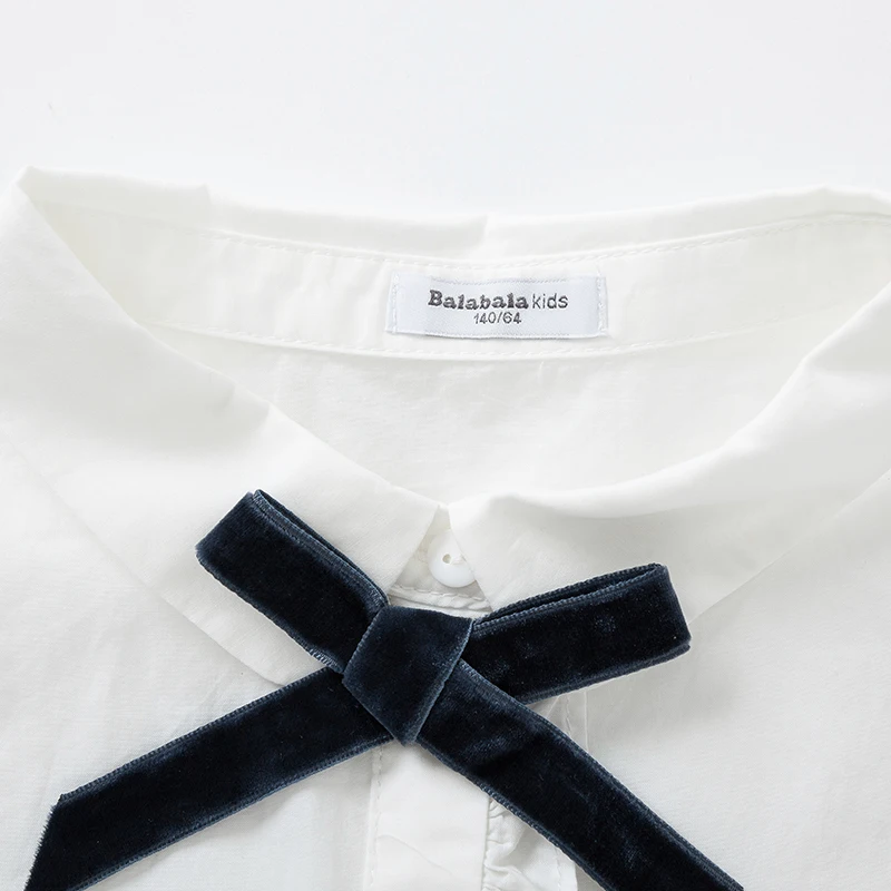 Balabala/детская белая рубашка хлопковая с длинными рукавами для девочек Новая