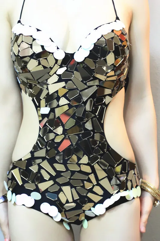 mirrors female costume bodysuit silver blue red colorful singer dancer performance personality female led stars
