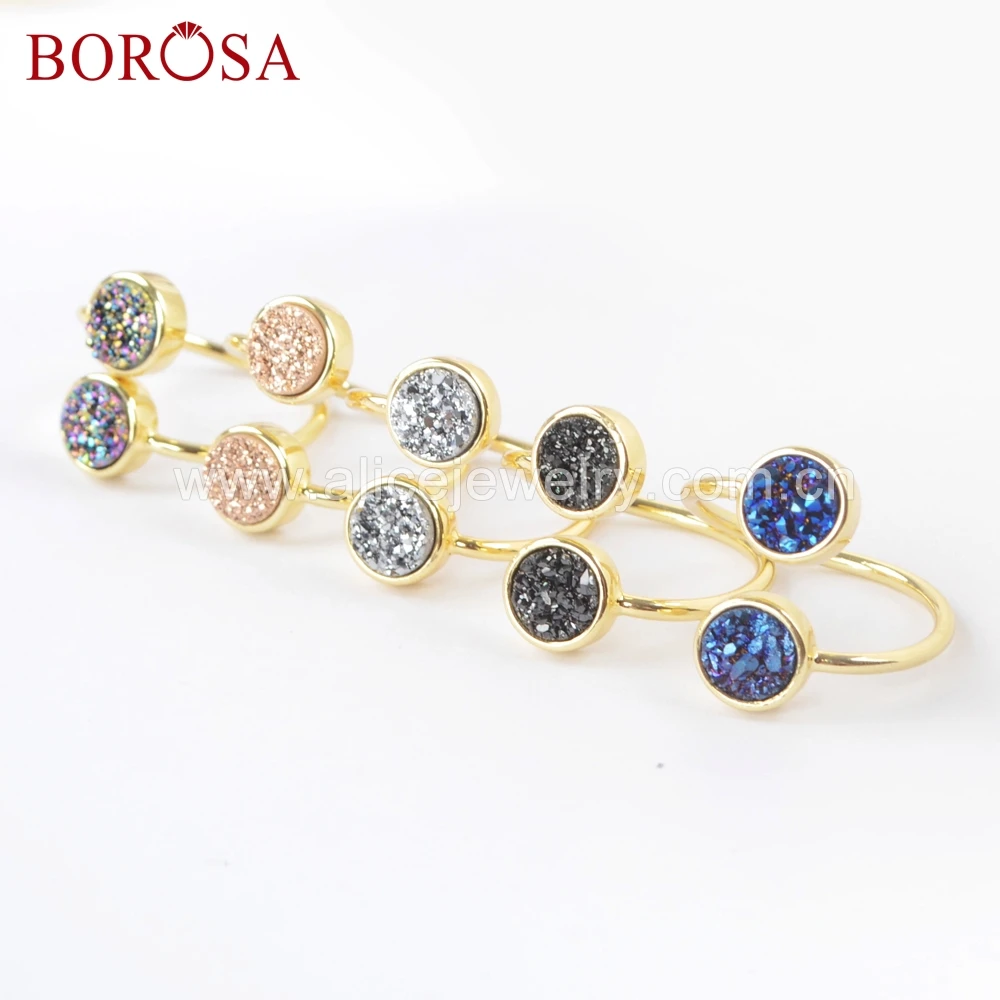 BOROSA 6 шт. натуральные Агаты фотокольца драгоценные камни ювелирные изделия с