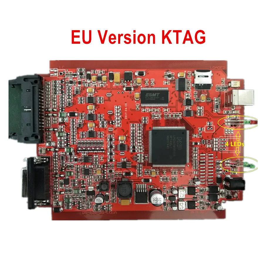 Версия для ЕС онлайн KTAG V7.020 V2.23 красная печатная плата без ограничений по токету с