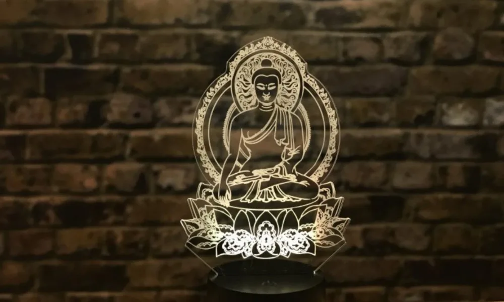 Sakyamuni Будда 3D иллюзия Лампа Usb сенсорный дистанционный Bluetooth динамик светодиодный