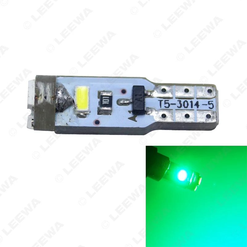LEEWA 50 шт. автомобильный T5 5 светодиодный 3014 SMD авто клиновидный светильник