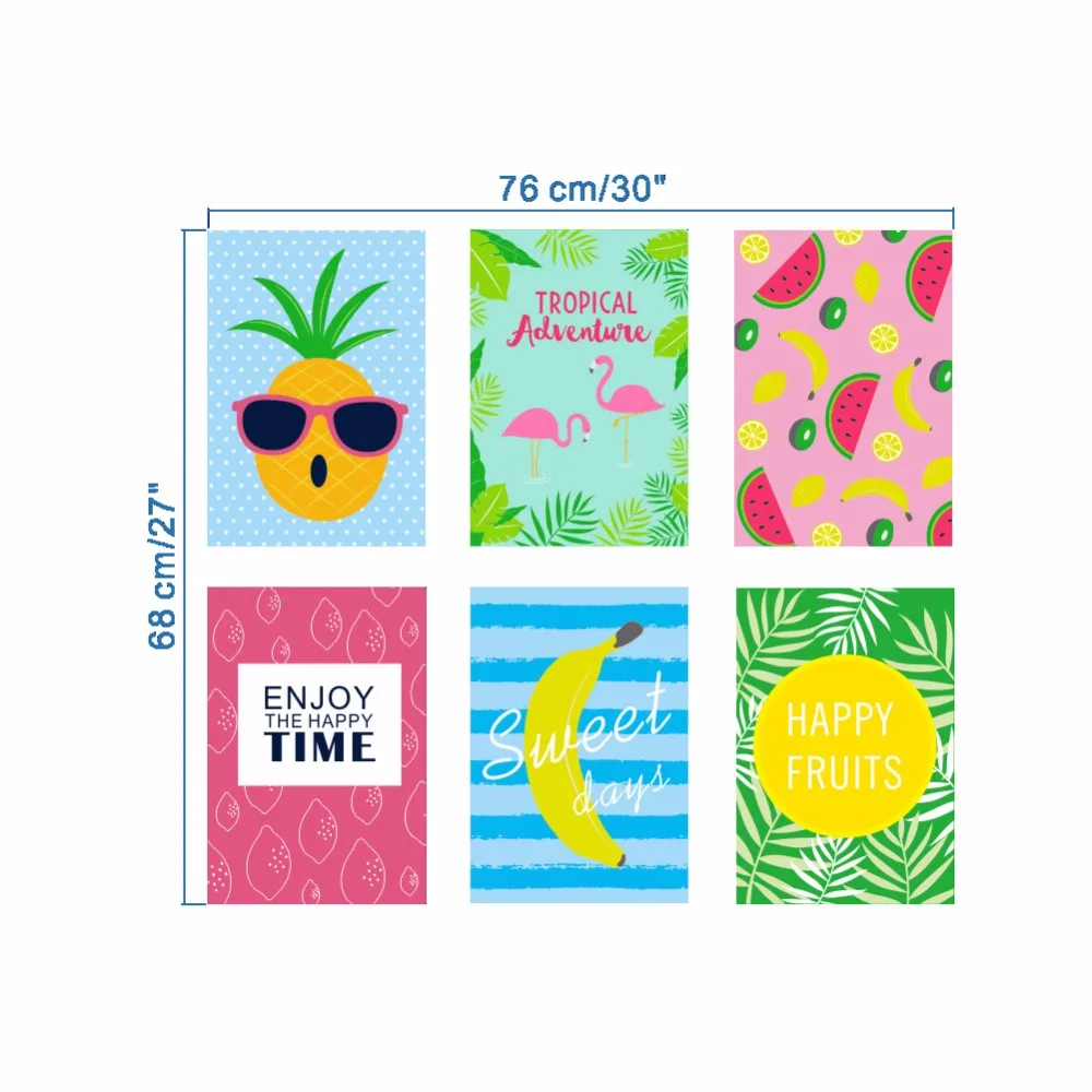 Мультяшный ананас лимонный банановый киви Фрукты арбуз настенные наклейки