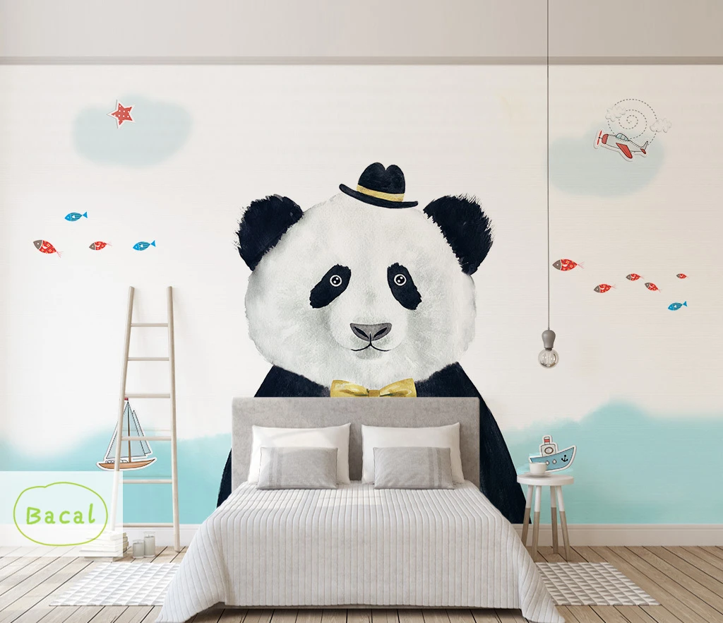 

Bacal Large Cute Panda 3D Cartoon Murals Wallpaper for Baby Child Room 5d Wall Photo Mural 3D Wall paper 3D Wall Stickers