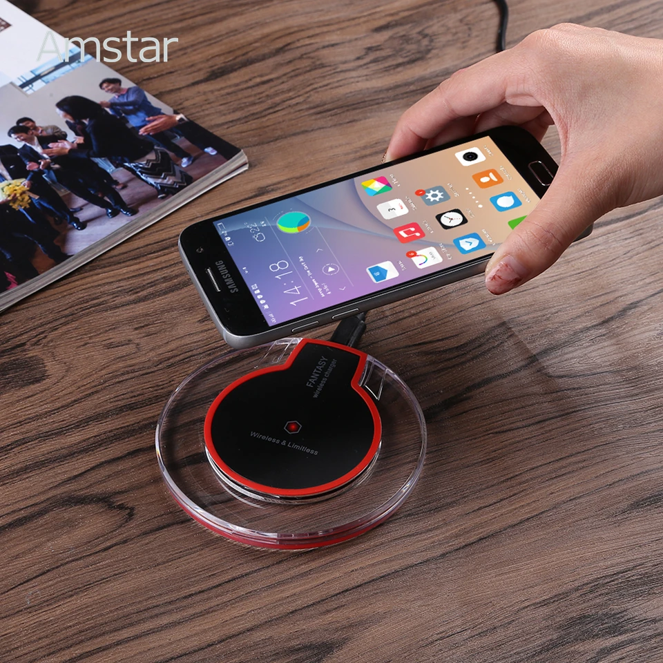 Amstar Qi Беспроводной Зарядное устройство зарядного устройства для iPhone X 8 samsung S8 +
