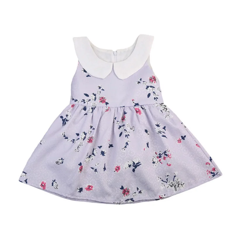 Милые Дети Летние платья принцессы для девочек без рукавов с воротником Питер