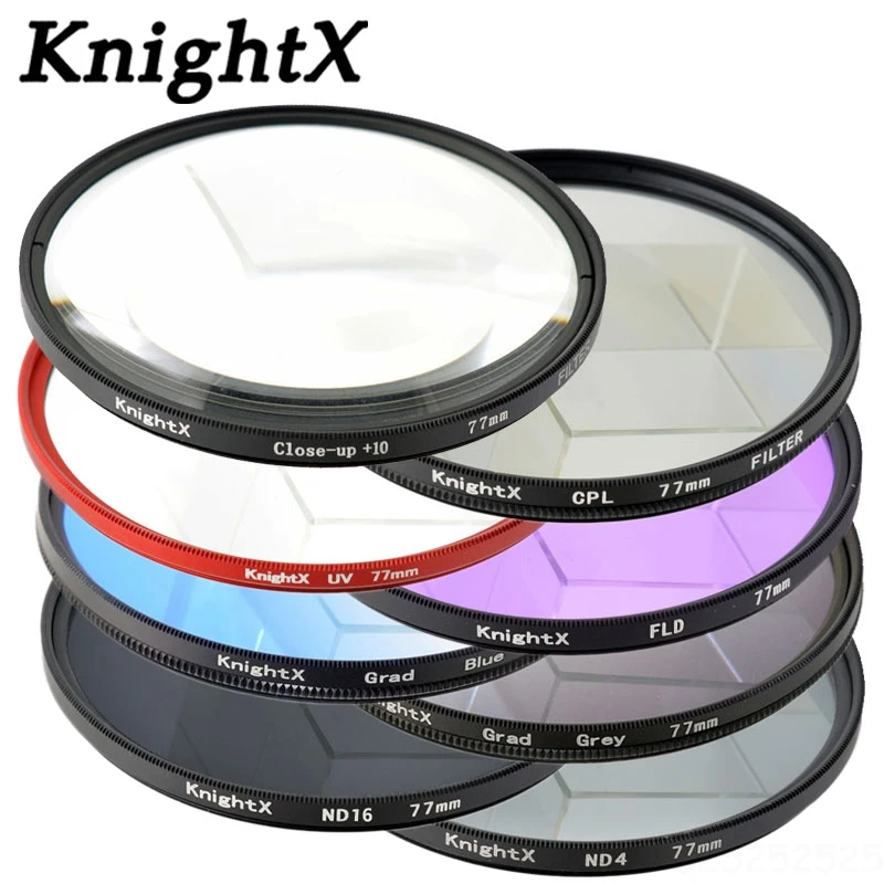 Фильтр для объектива KnightX ND ND2 ND4 ND8 ND16 UV 49 52 55 58 62 67 72 77 Цветной фильтр камеры Canon EOS