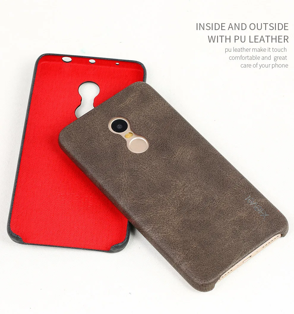 X-level Luxury Retro PU Leather Case for Xiaomi Redmi Note 4 Pro Back Cover Red mi Note4 Vintage Cases Capa Fundas |