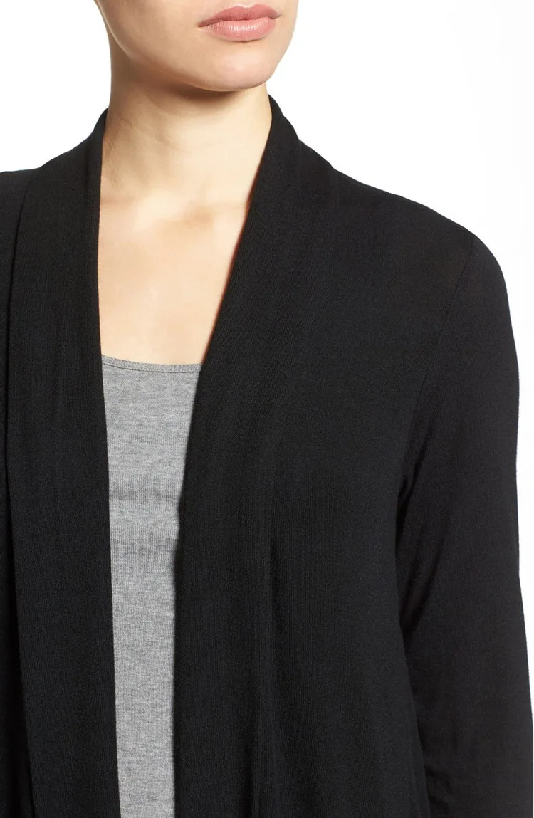 Новинка осени 2017 Повседневная тонкая однотонная верхняя одежда с V-образным