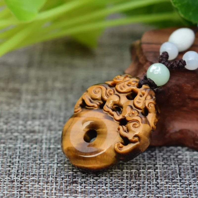 Каменная Резная подвеска PIXIU Peace с натуральным желтым тигровым глазом кулон