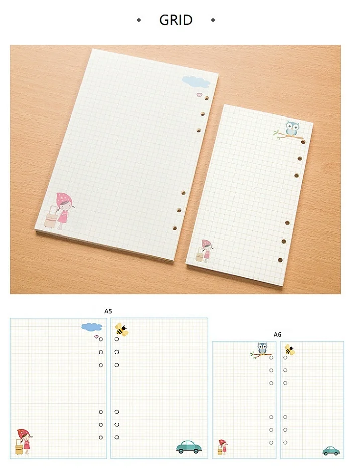 Grid Harphia Kawaii планировщик запасной вкладыш внутренняя страница спираль блокнот переплетная бумага дизайн 40seets - Цвет: Grid