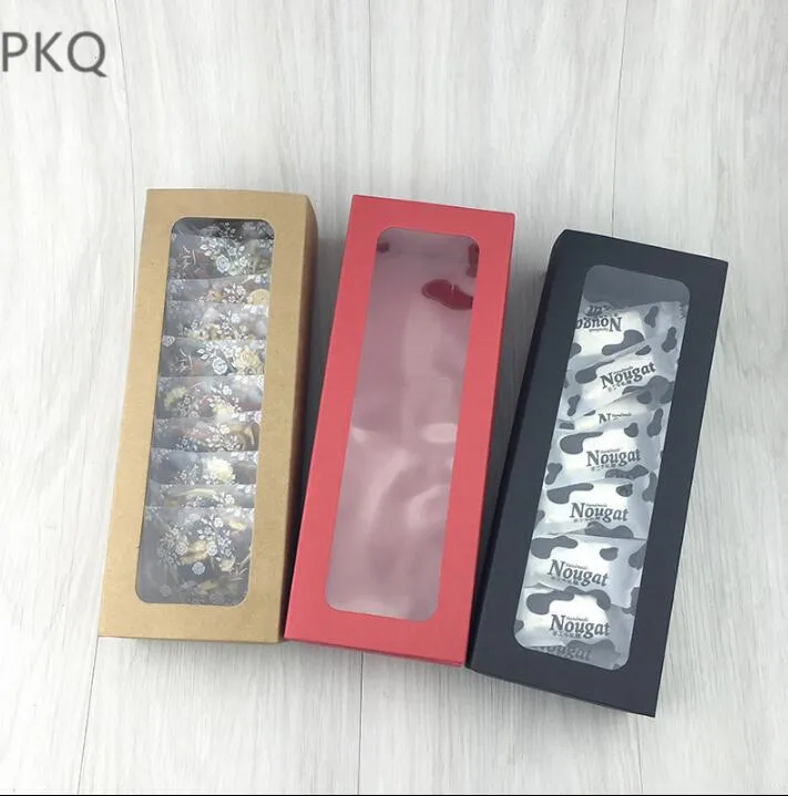 20 шт. 25x9x6 см коричневая/красная/черная картонная коробка с прозрачными ПВХ