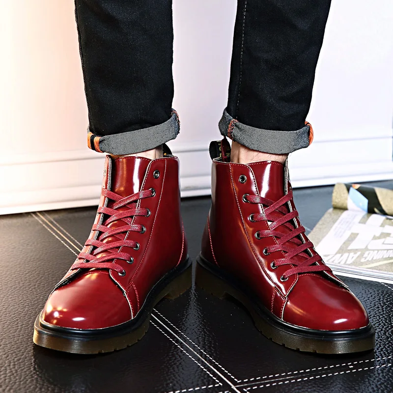 CNFIIA Men Boots Anti-Slip Combat Male Black White Red Size 39-44 Lace Up Waterproof Shoes 2018 Autumn Winter New Brand | Обувь