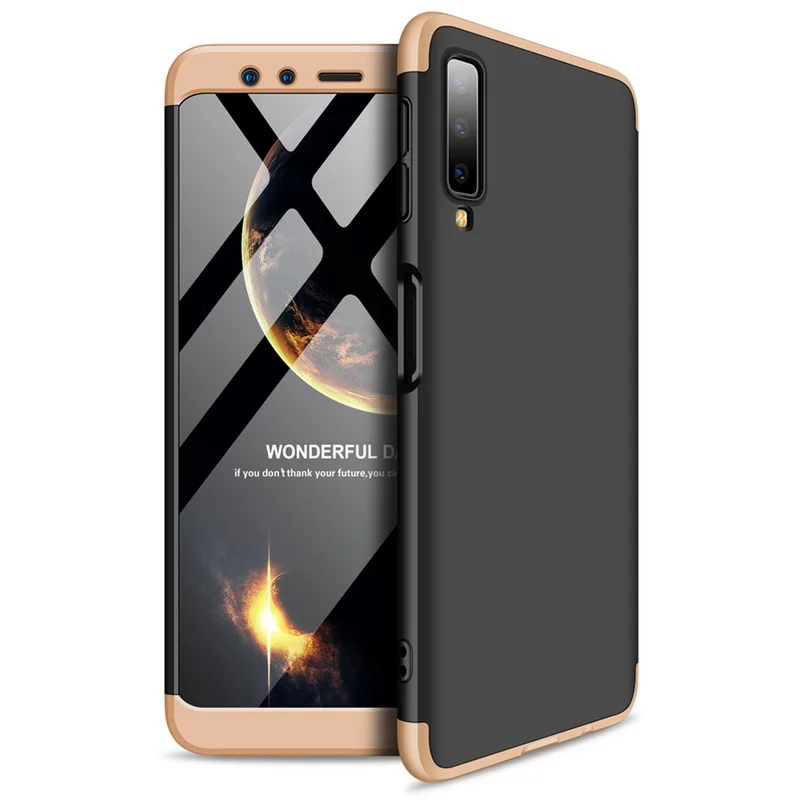 Black and gold Модные 360 градусов гибридный жесткий пластиковый чехол для мобильного телефона для Samsung Galaxy S9 S8 плюс A7 A6 A8 J8 J4 J6 плюс A750 Note 8 9 крышка - Цвет: Black and gold