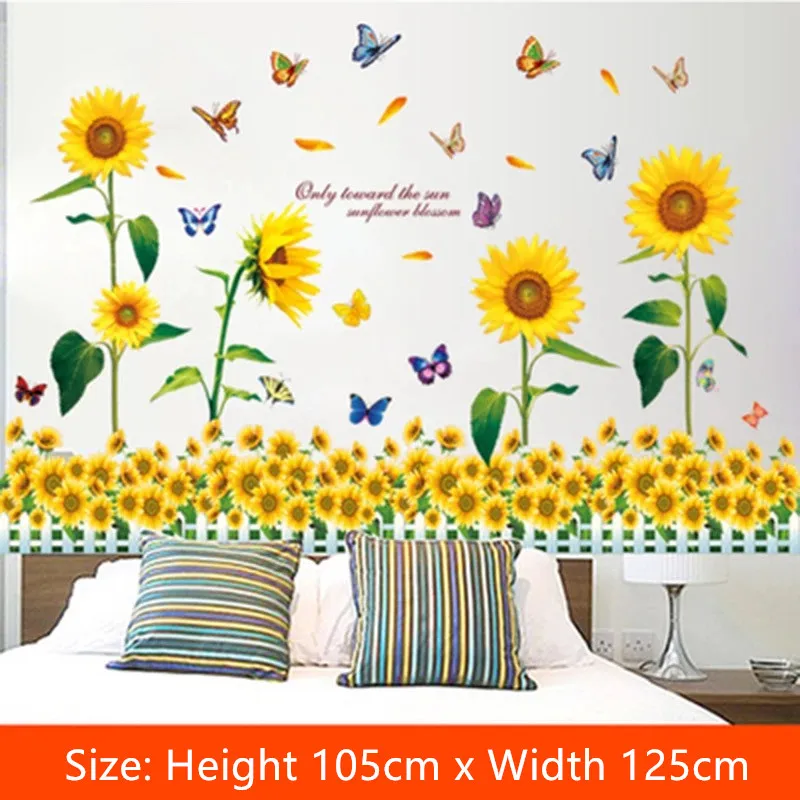 Теплая Наклейка на стену с подсолнухом украшение для гостиной украшения спальни
