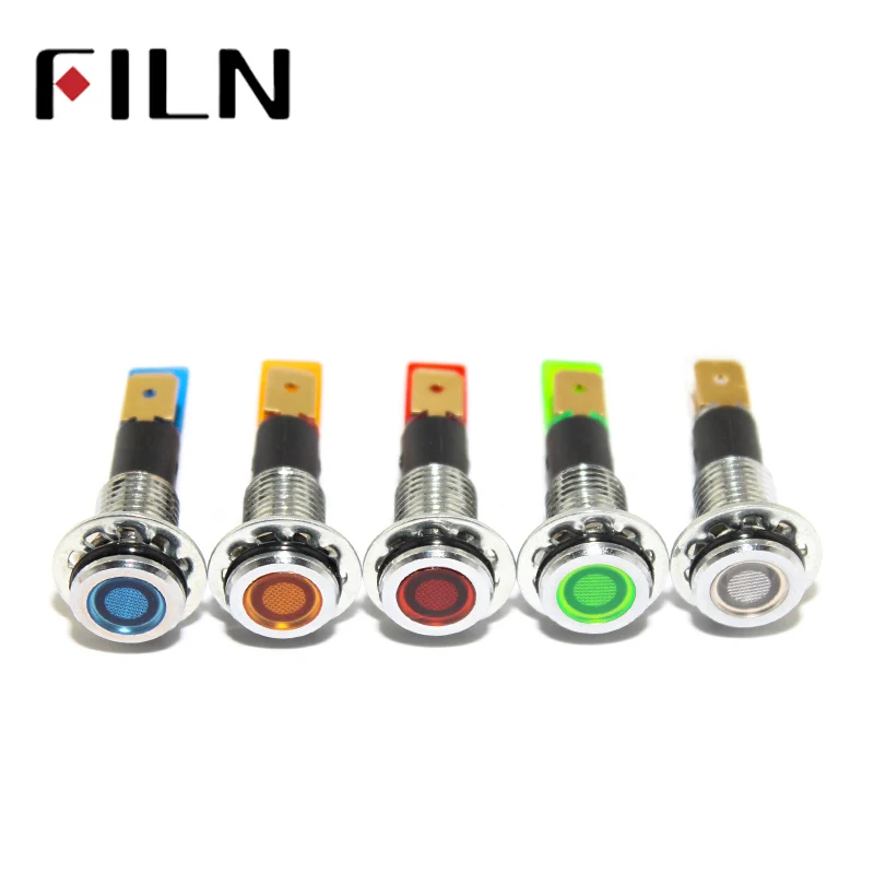 FILN FL1M-12FJ-1 Мини Металл красный желтый зеленый 6 v 48 v 110 v 220 v 12 v Пилотная лампа с булавками