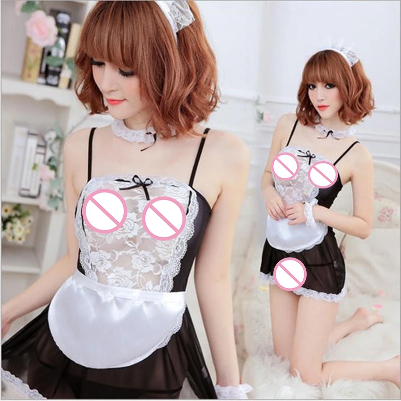 KLV 3 шт./компл. женское сексуальное нижнее белье фартук для косплея служанка