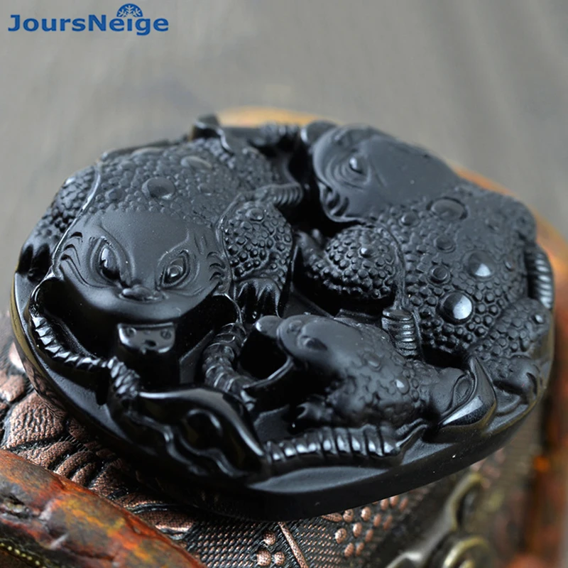 JoursNeige ожерелье из натурального обсидиана подвеска &quotжаба&quot счастливый для