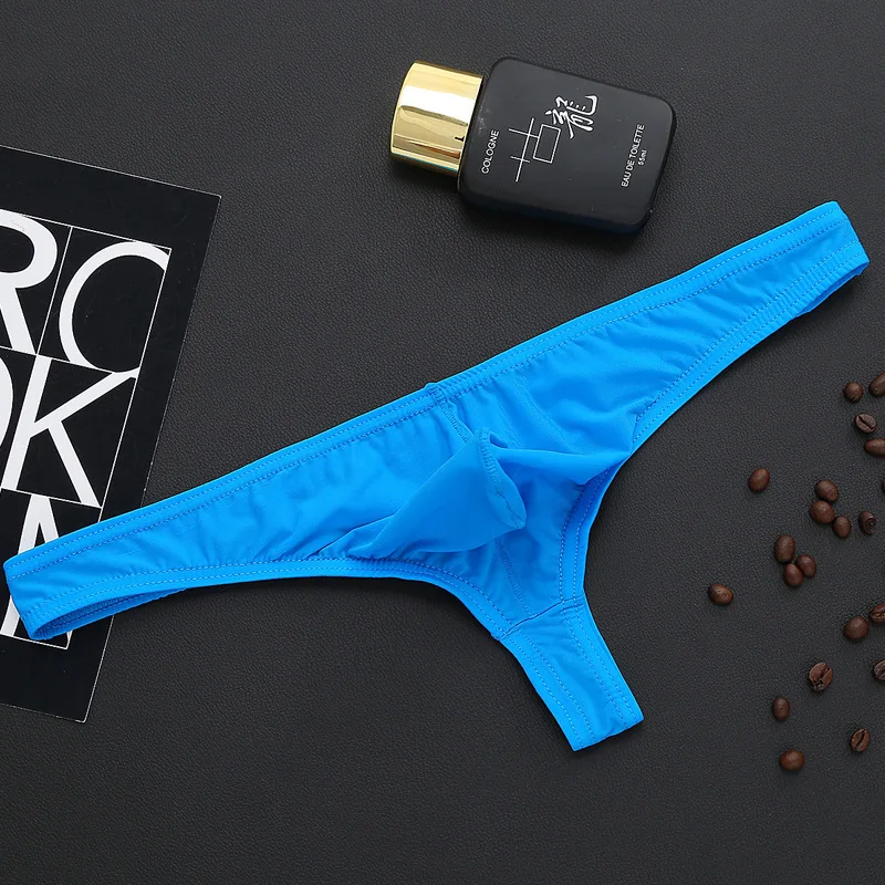 Прозрачные мужские сексуальные трусы мини Мужское нижнее белье G Strings Ice Silk Peins Pouch